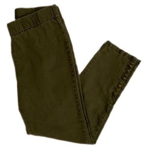 Soft Surroundings LP Metro Green Pull On Elastic Waist Snap Hem Denim Leggings